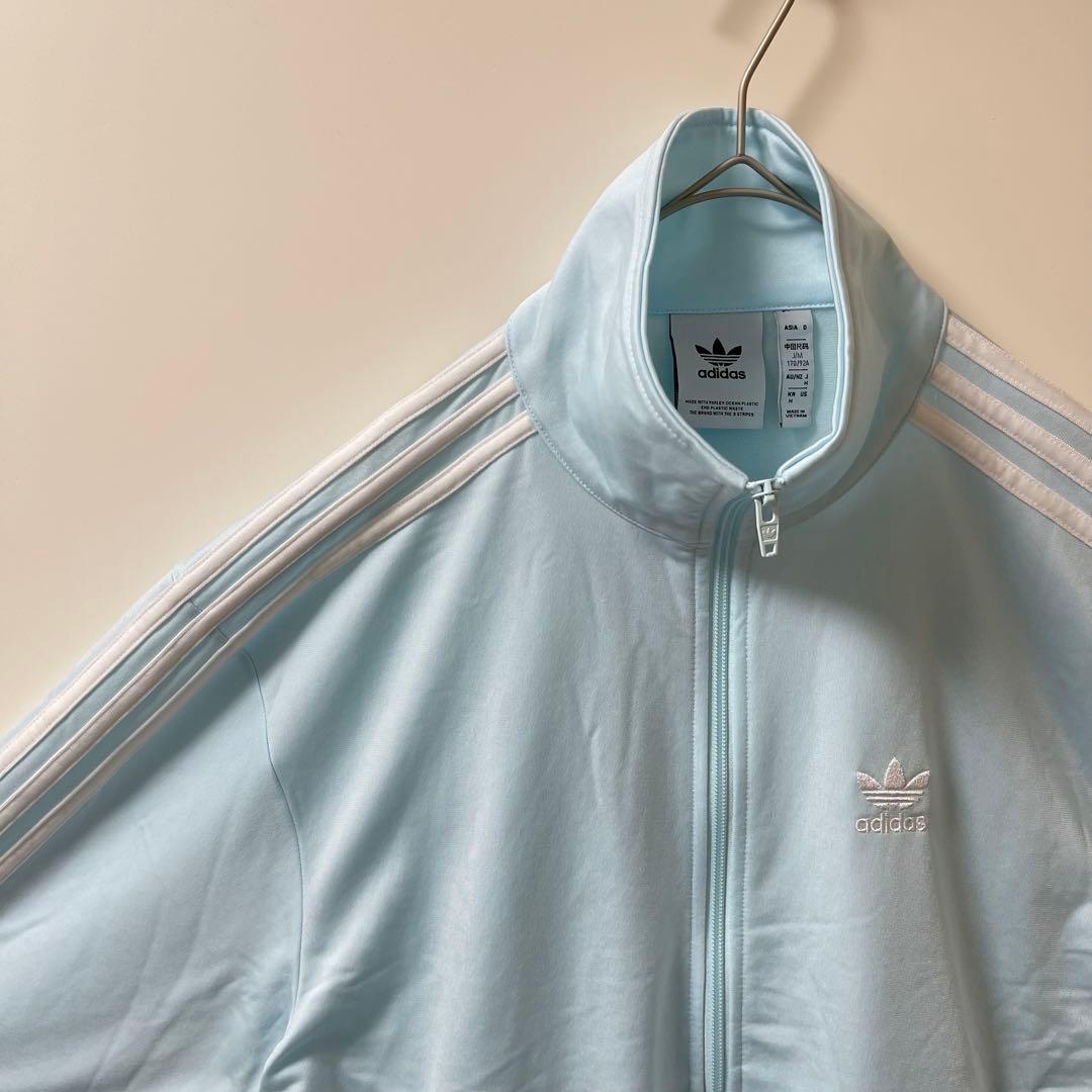 新品同様M】adidasトラックジャケット刺繍ビンテージジャージ古着女子ブルー