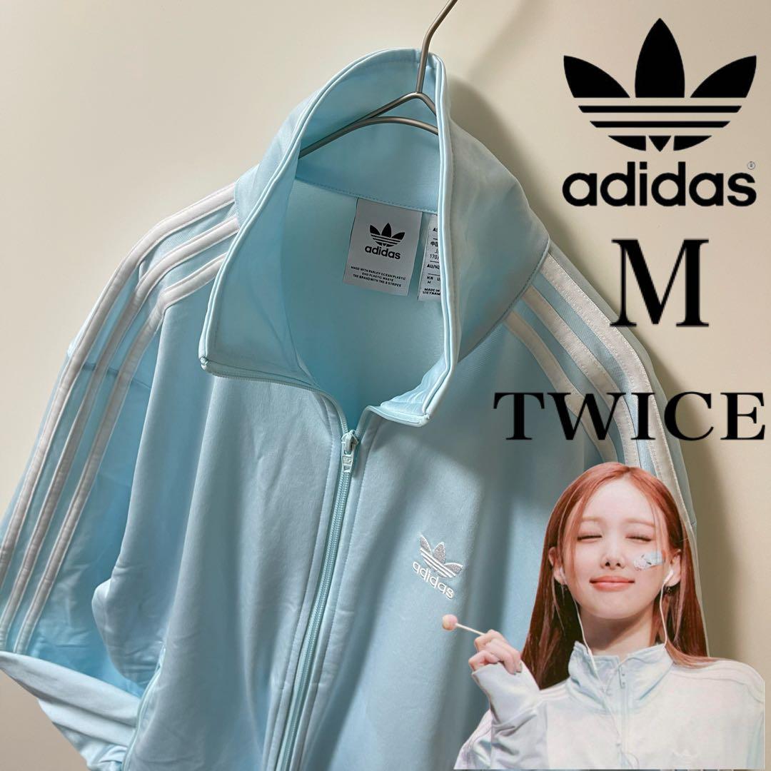 新品同様M】adidasトラックジャケット刺繍ビンテージジャージ古着女子ブルー