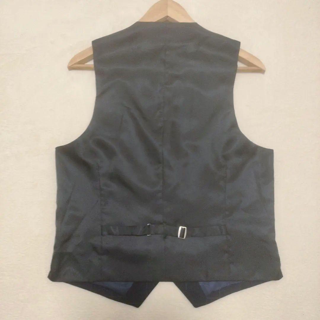 スリーピース　セットアップ　チェック　スーツ　ネイビー　紺　3ピース　背抜き