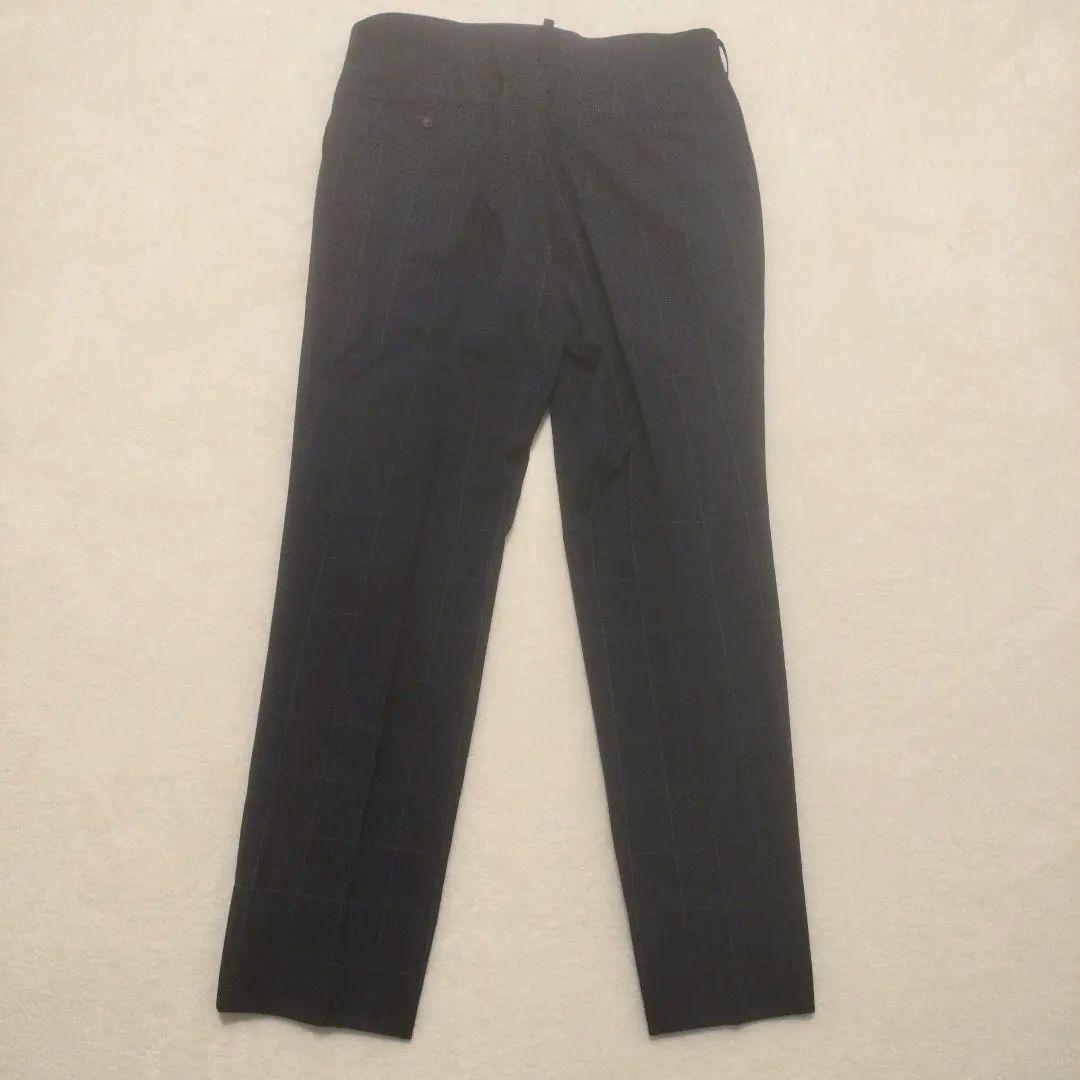 スリーピース　セットアップ　チェック　スーツ　ネイビー　紺　3ピース　背抜き