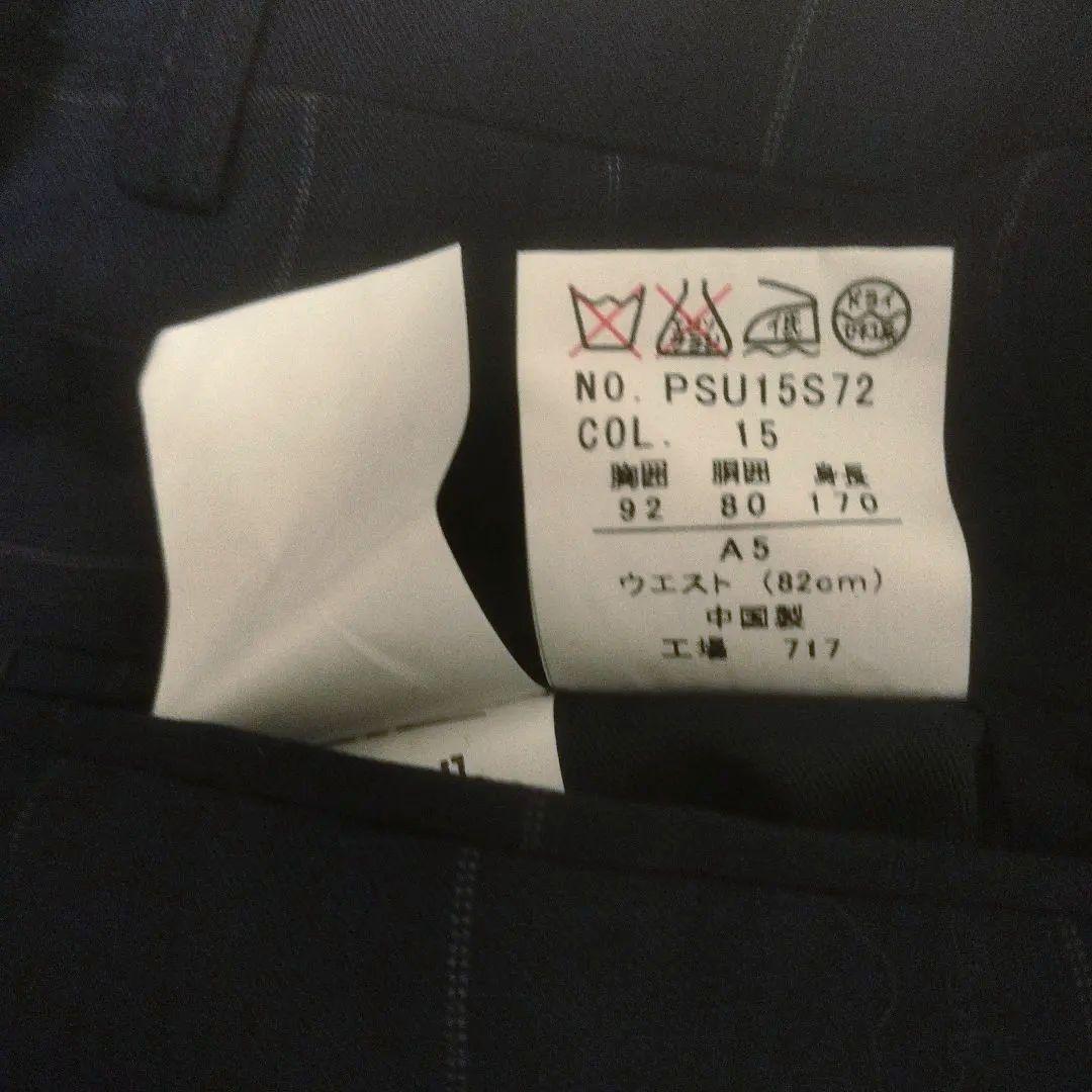 スリーピース　セットアップ　チェック　スーツ　ネイビー　紺　3ピース　背抜き