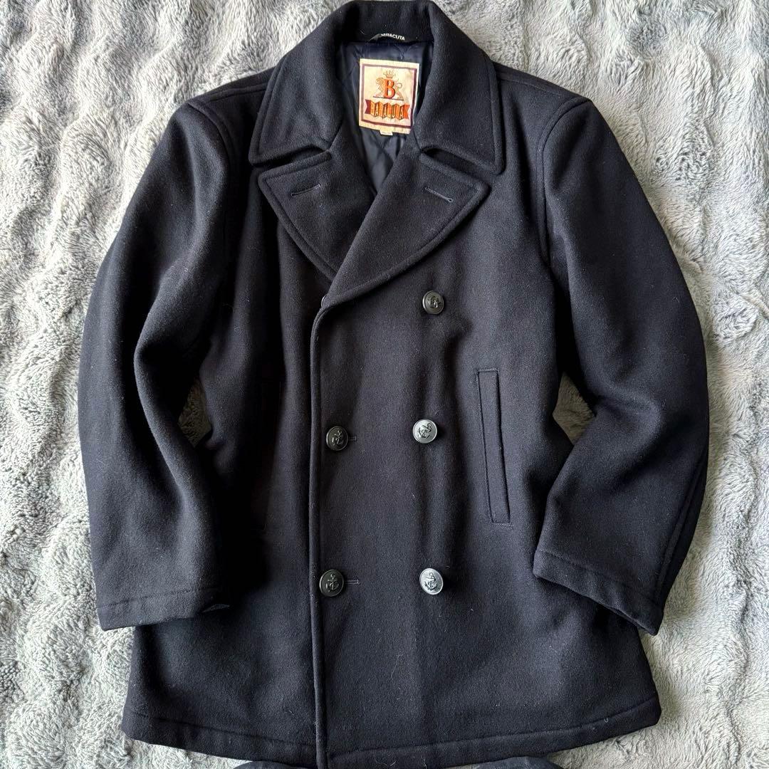 BARACUTA ウールピーコート ネイビー カシミヤ混 ネイビー XL相当