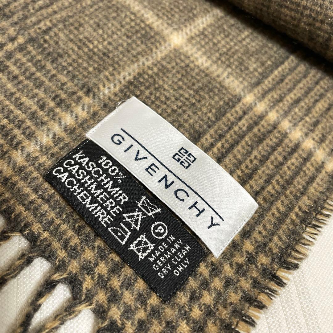 美品 GIVENCHY ジバンシー マフラー カシミヤ100% チェック柄