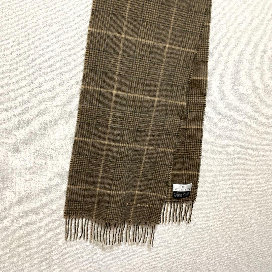 美品 GIVENCHY ジバンシー マフラー カシミヤ100% チェック柄