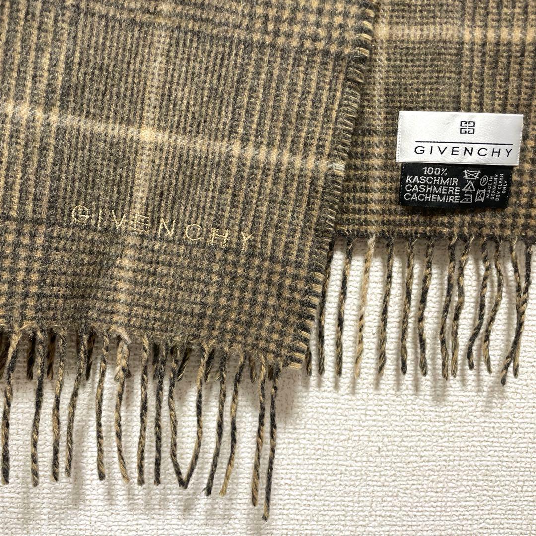 美品 GIVENCHY ジバンシー マフラー カシミヤ100% チェック柄