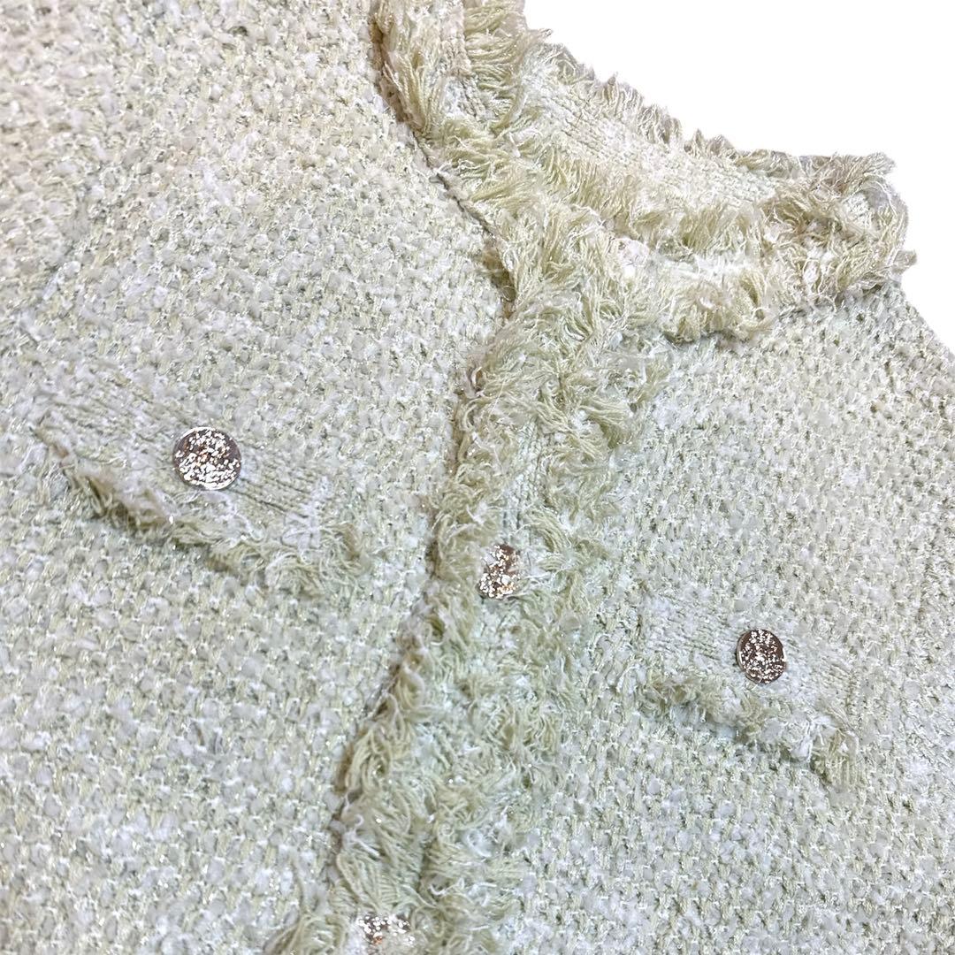 【新品未使用】Apuweiser-riche フリンジツイードニットジャケット