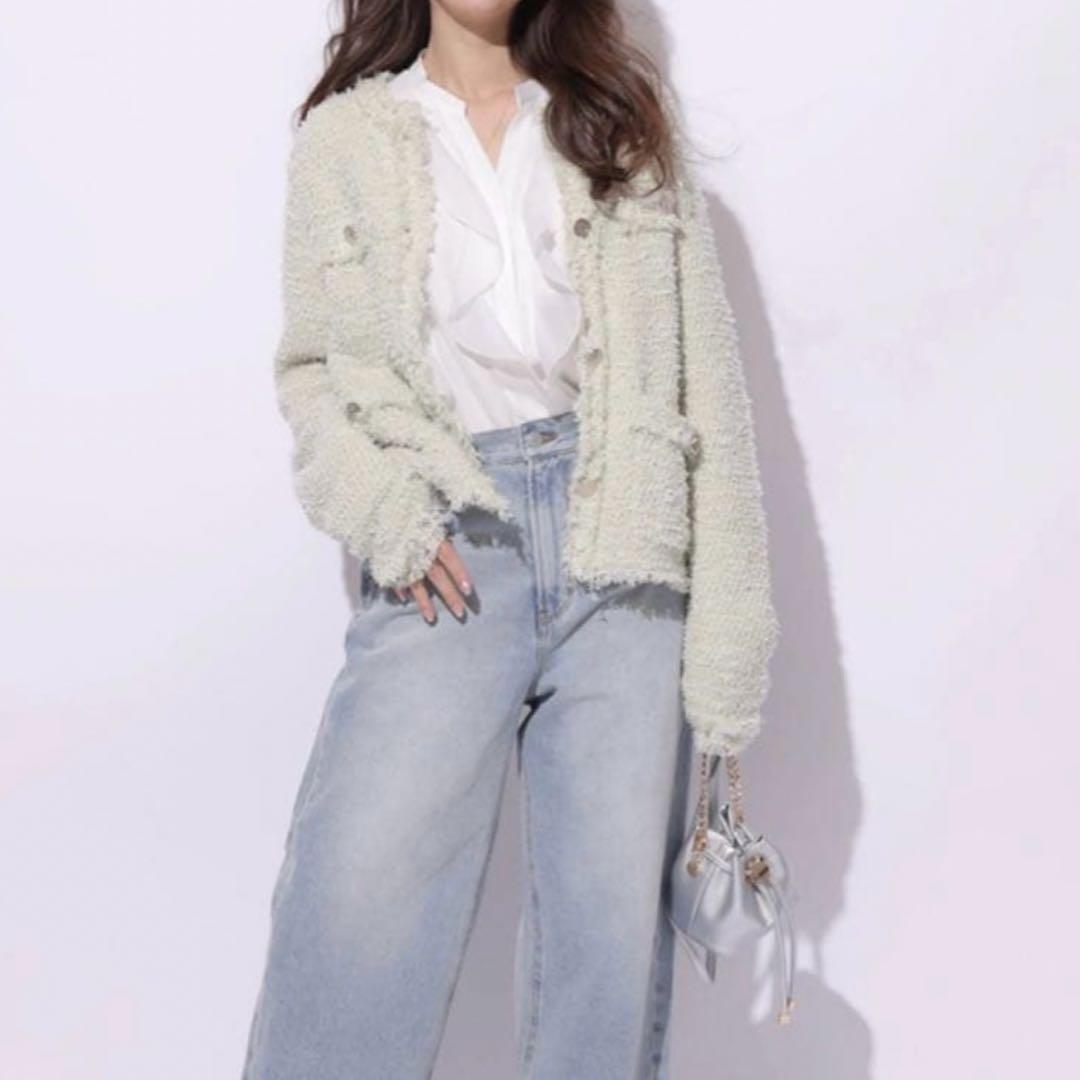 【新品未使用】Apuweiser-riche フリンジツイードニットジャケット