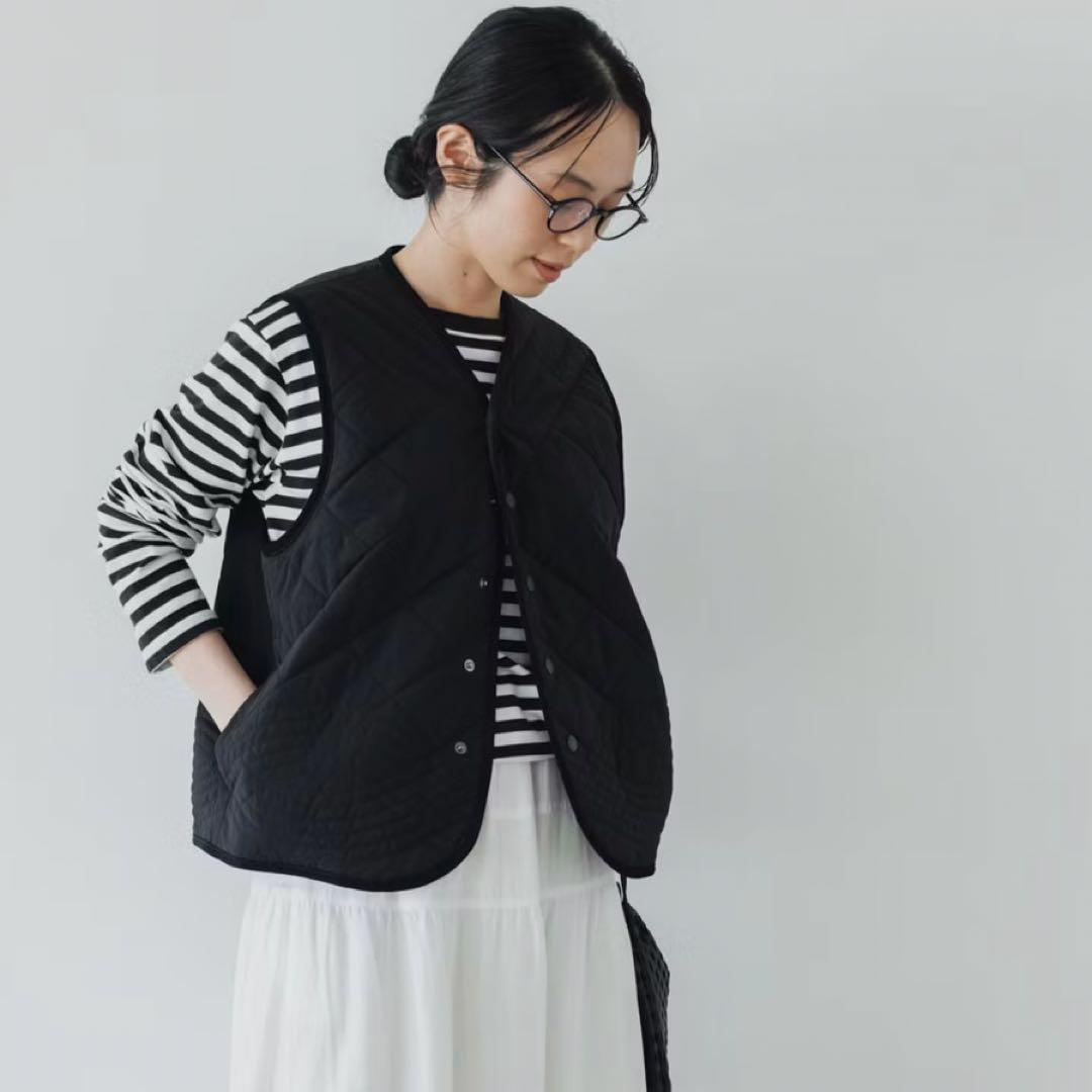 北欧暮らしの道具店　毎日着回したいキルティングベスト　ブラック