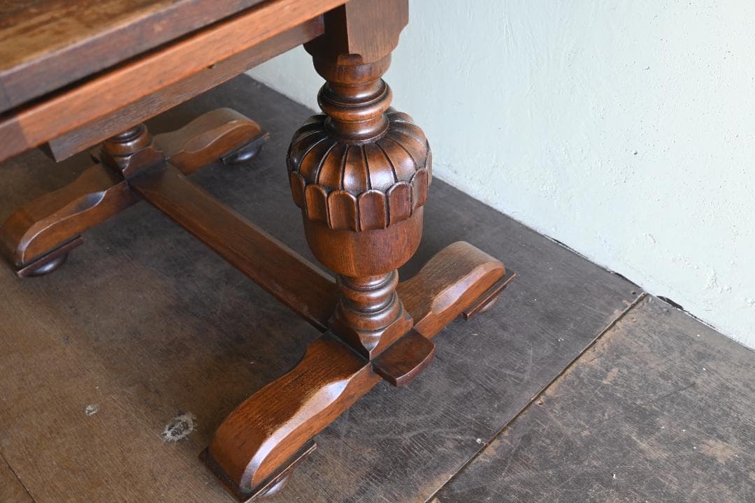 イギリス オーク材ドローリーフテーブル アンティーク伸縮ダイニングテーブル