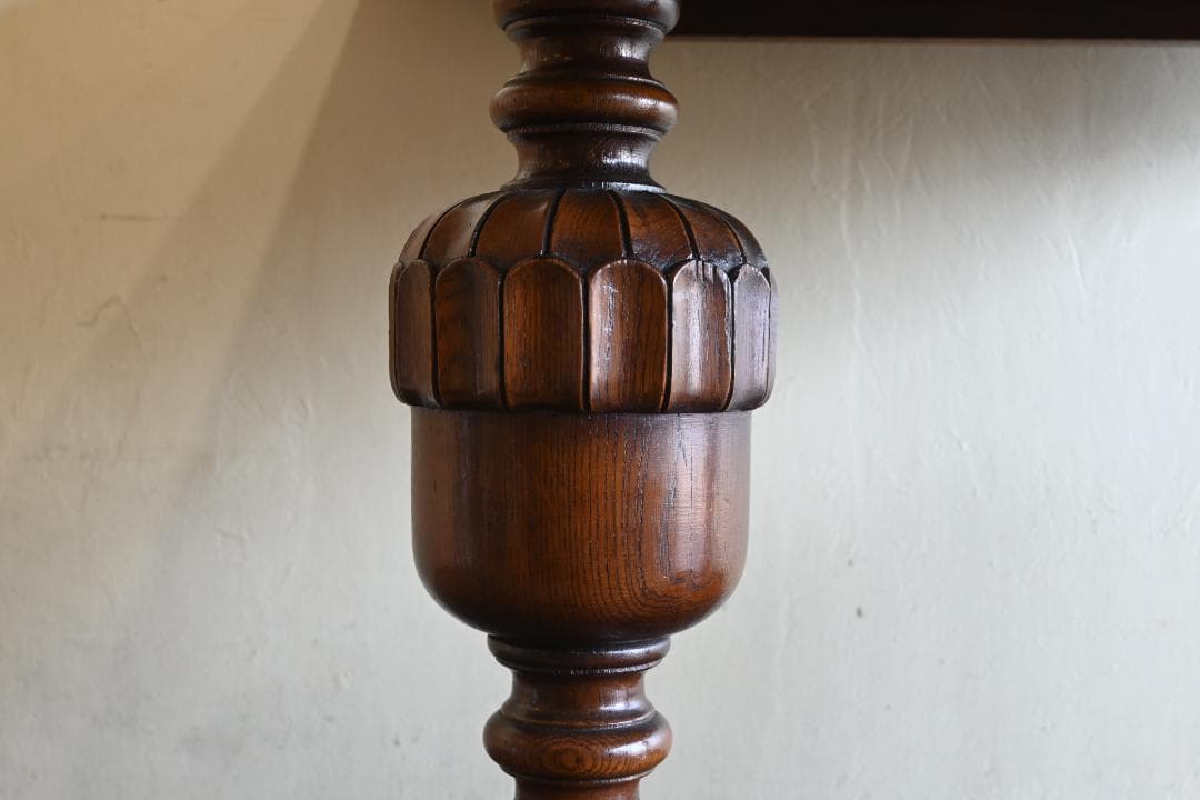 イギリス オーク材ドローリーフテーブル アンティーク伸縮ダイニングテーブル