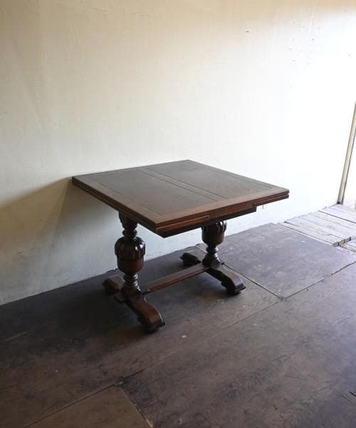 イギリス オーク材ドローリーフテーブル アンティーク伸縮ダイニングテーブル