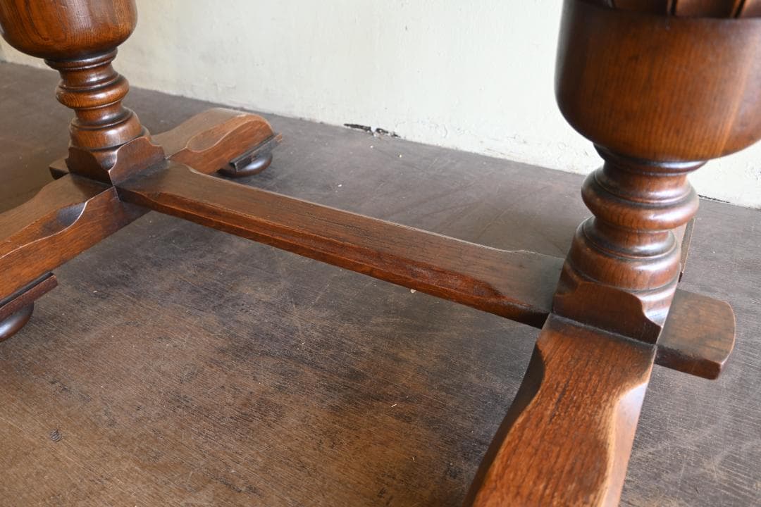 イギリス オーク材ドローリーフテーブル アンティーク伸縮ダイニングテーブル