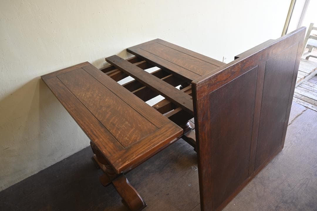 イギリス オーク材ドローリーフテーブル アンティーク伸縮ダイニングテーブル