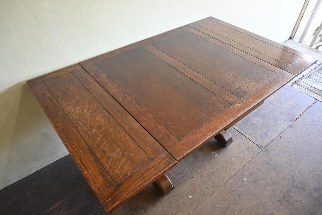 イギリス オーク材ドローリーフテーブル アンティーク伸縮ダイニングテーブル