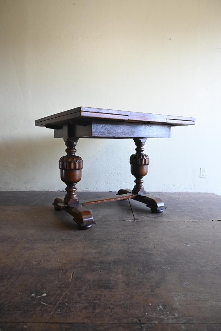 イギリス オーク材ドローリーフテーブル アンティーク伸縮ダイニングテーブル