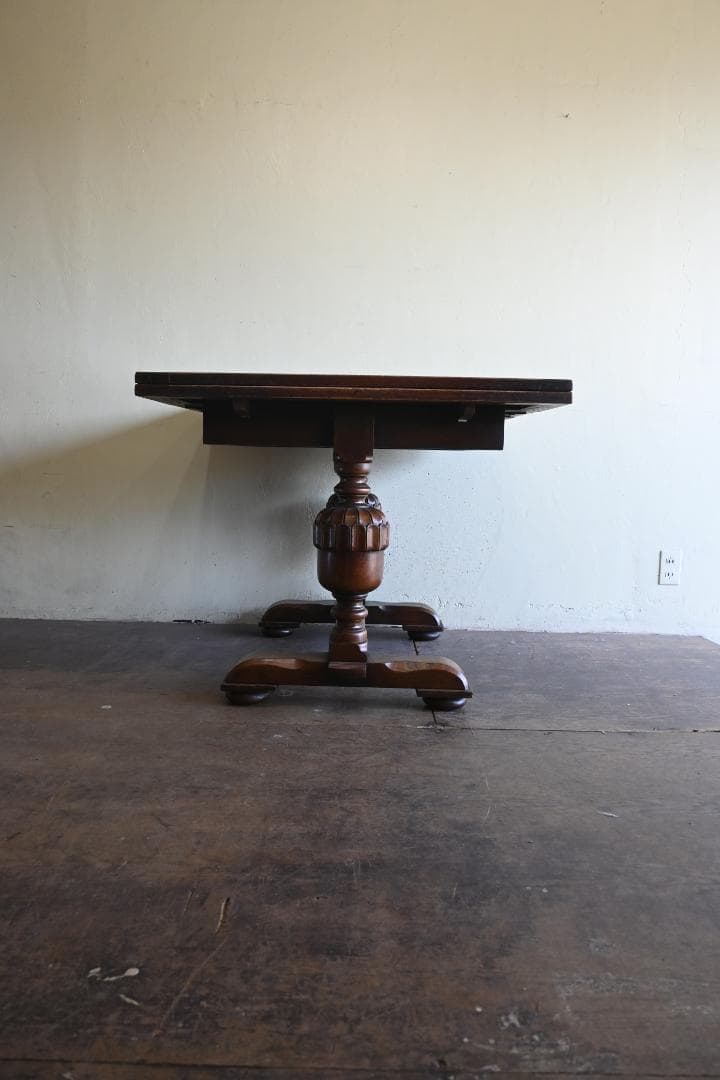 イギリス オーク材ドローリーフテーブル アンティーク伸縮ダイニングテーブル