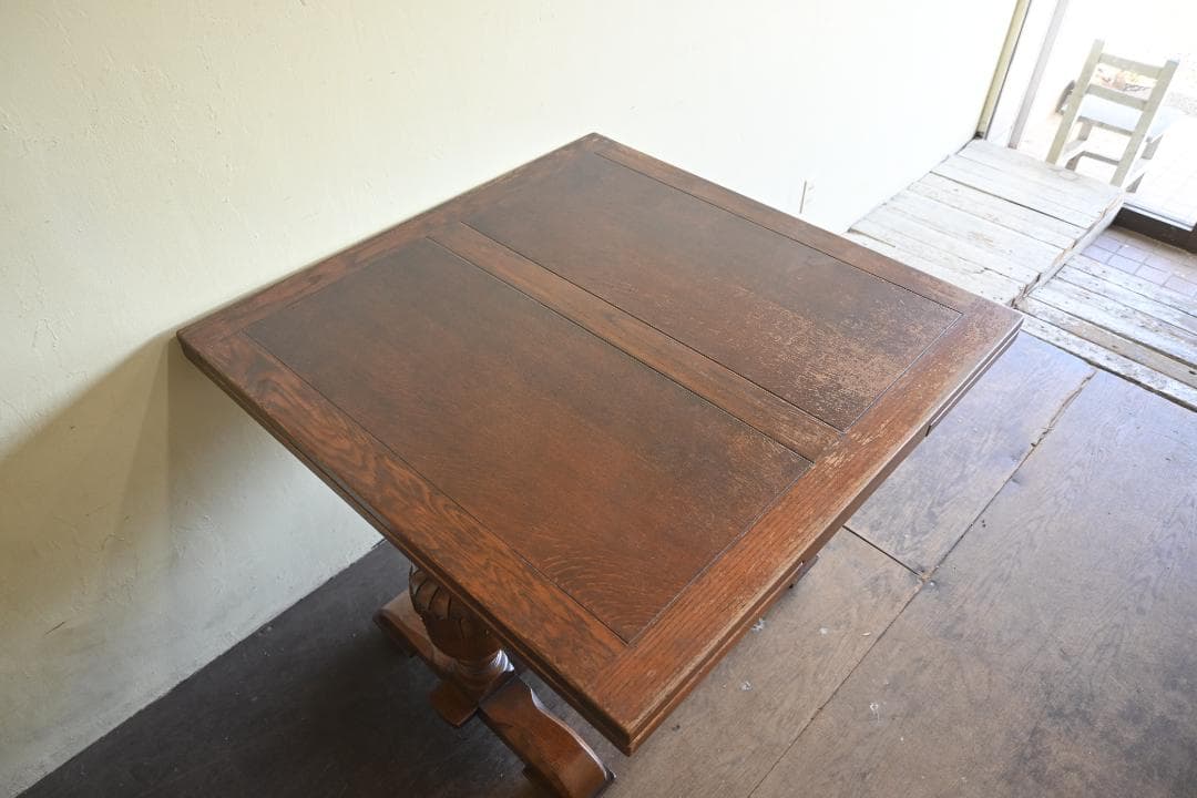 イギリス オーク材ドローリーフテーブル アンティーク伸縮ダイニングテーブル