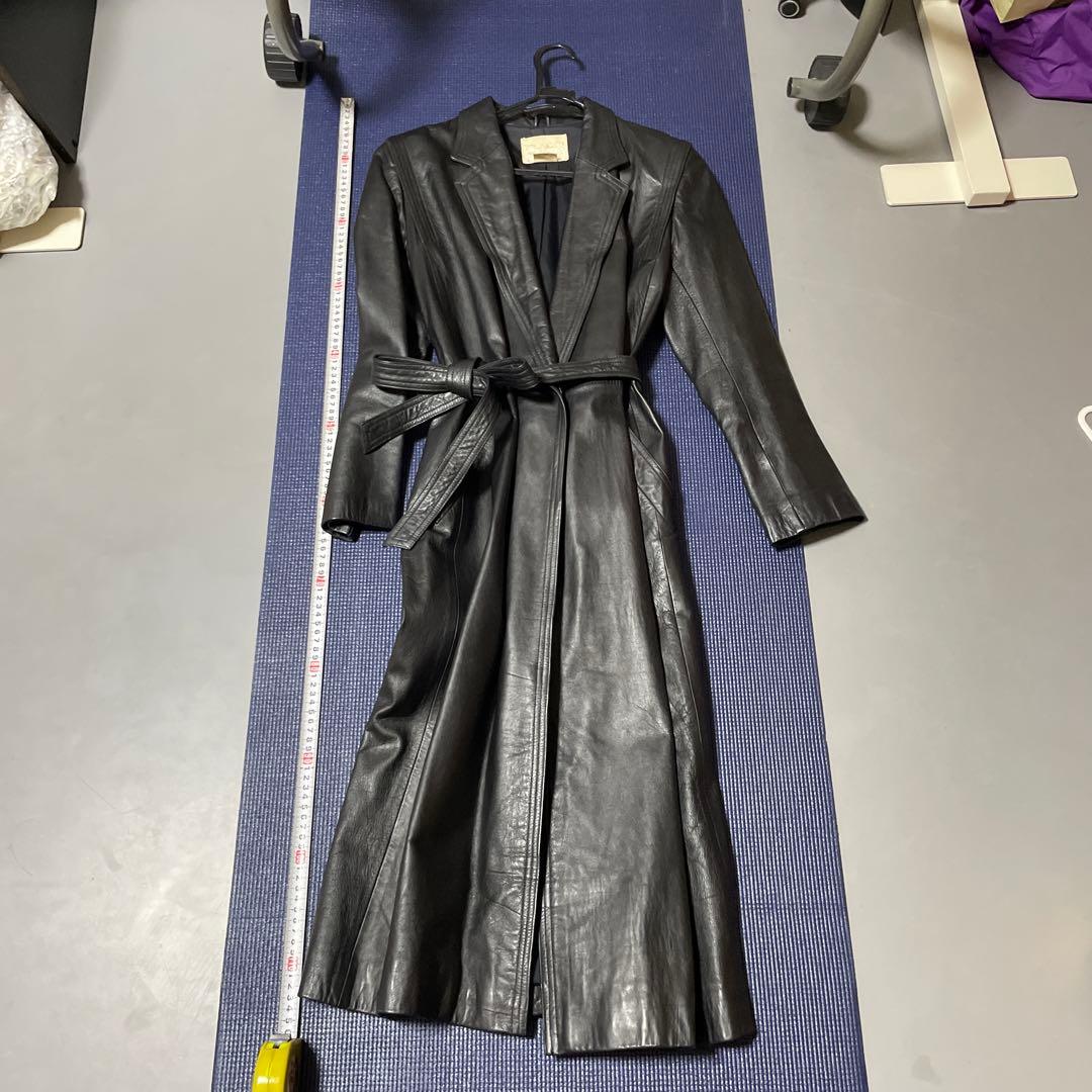 mondo 　　コート ロング　本革　黒　ベルト付き