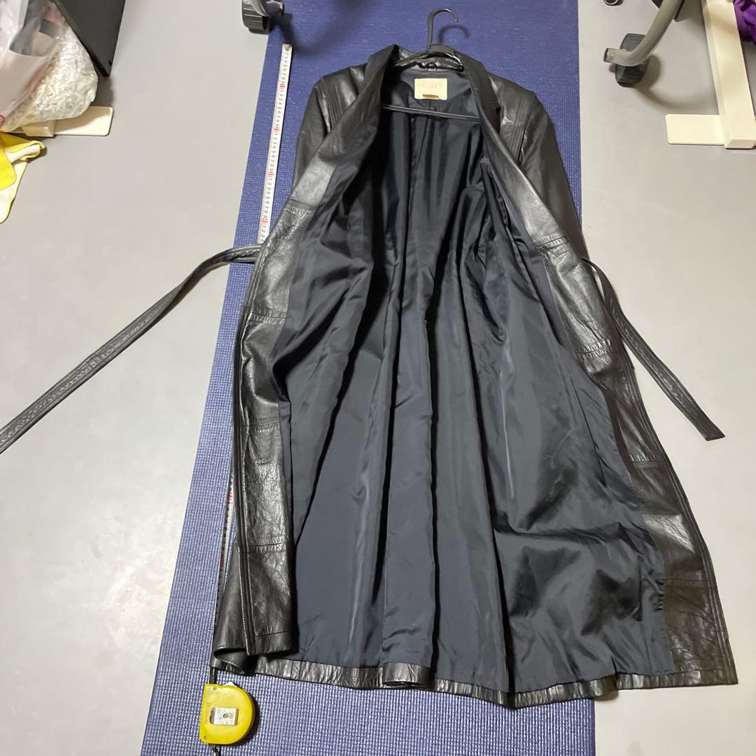 mondo 　　コート ロング　本革　黒　ベルト付き