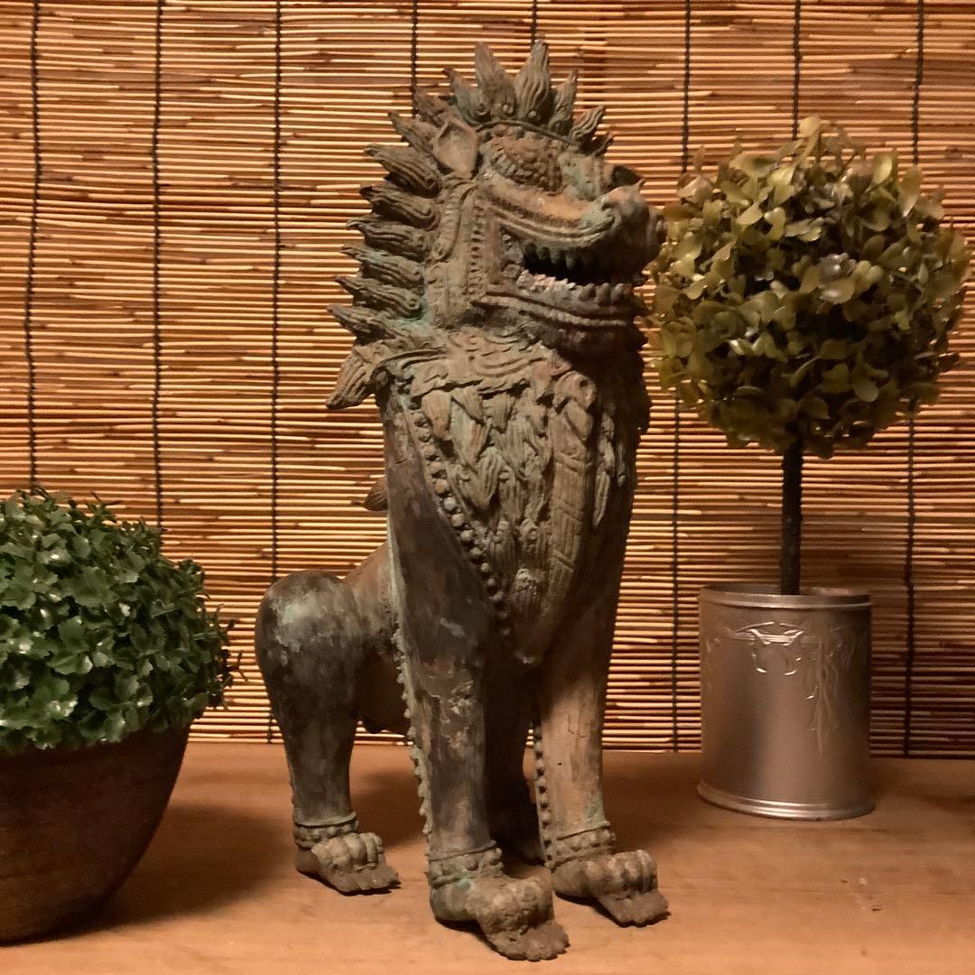 中国唐代「聖獣・唐獅子」神獣・霊獣・魔除け・守護・初唐様式・青銅・出土発掘