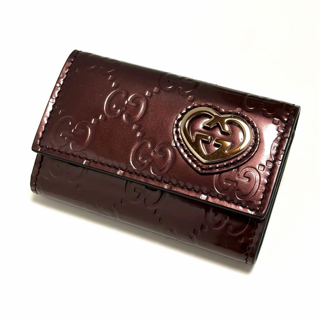 GUCCI キーケース ラブリー ハートロゴ レザー 美品 未使用 箱付き