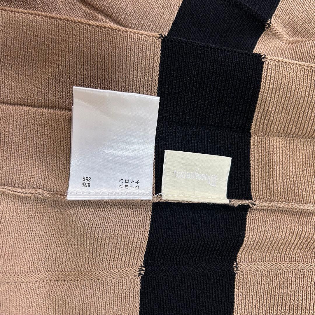 【美品】ダイアグラム 配色プリーツワンピース ロング 金ボタン バイカラー 36