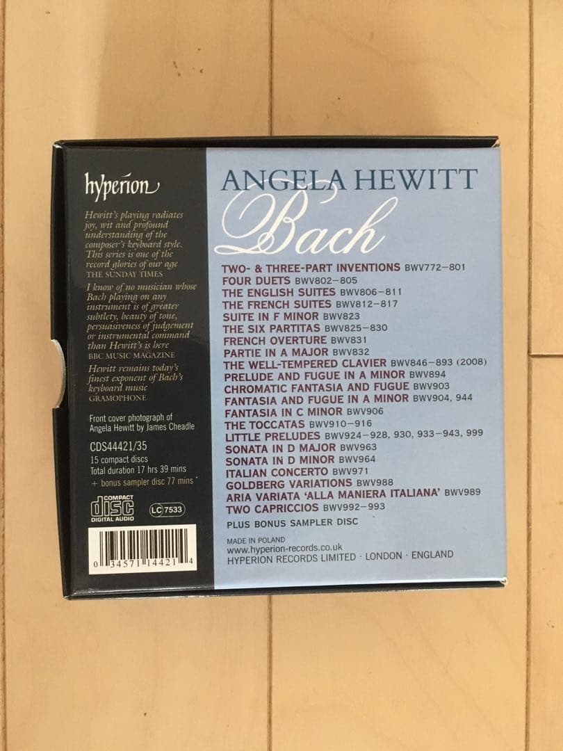 アンジェラ・ヒューイット バッハ全集 CD15枚組 Hyperion 洋盤