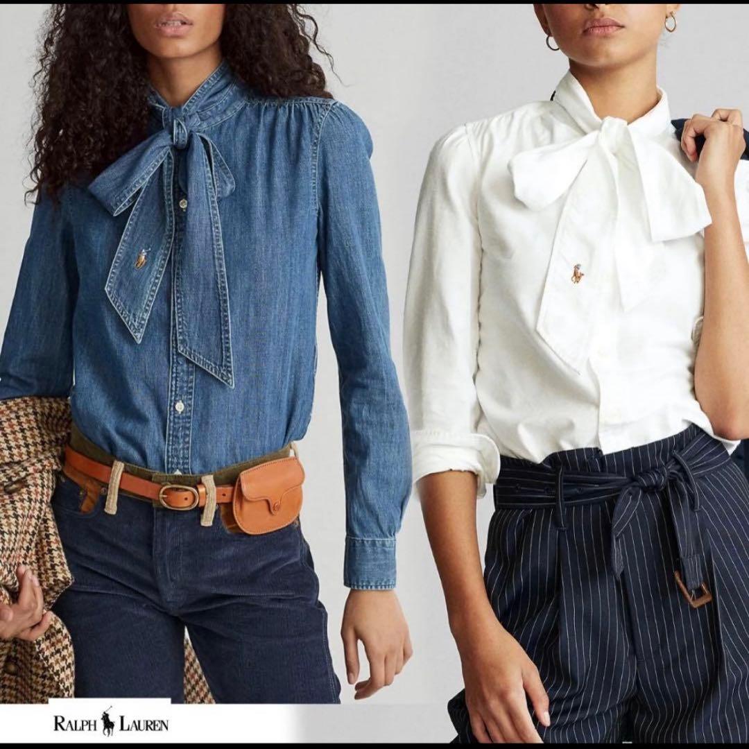 Ralph Lauren リボン付きホワイトシャツ