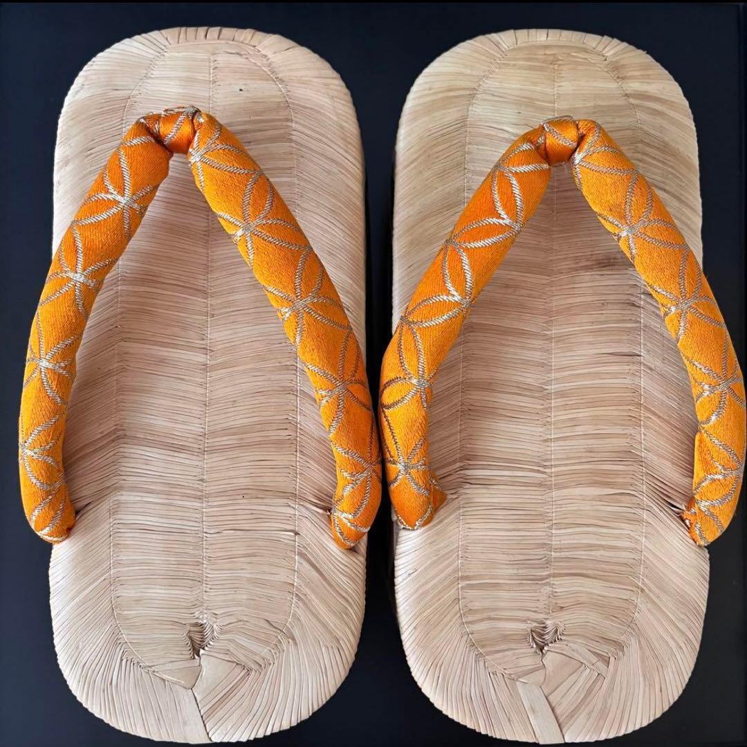 ぽっくり　七五三履き物　七歳　松に鶴亀　本畳表　こっぽり