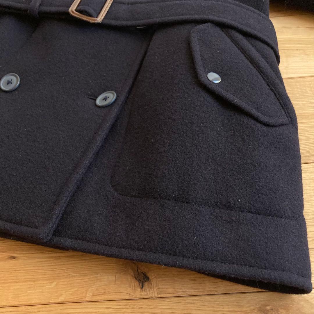 ラルフローレン ベルト付 ウールメルトン Pコート 7f ネイビー