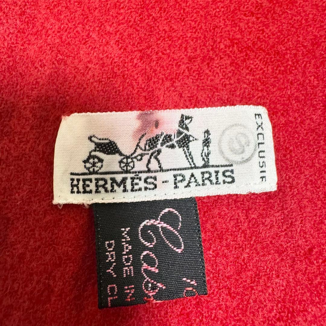 HERMES エルメス マフラー 赤 ストール フリンジ