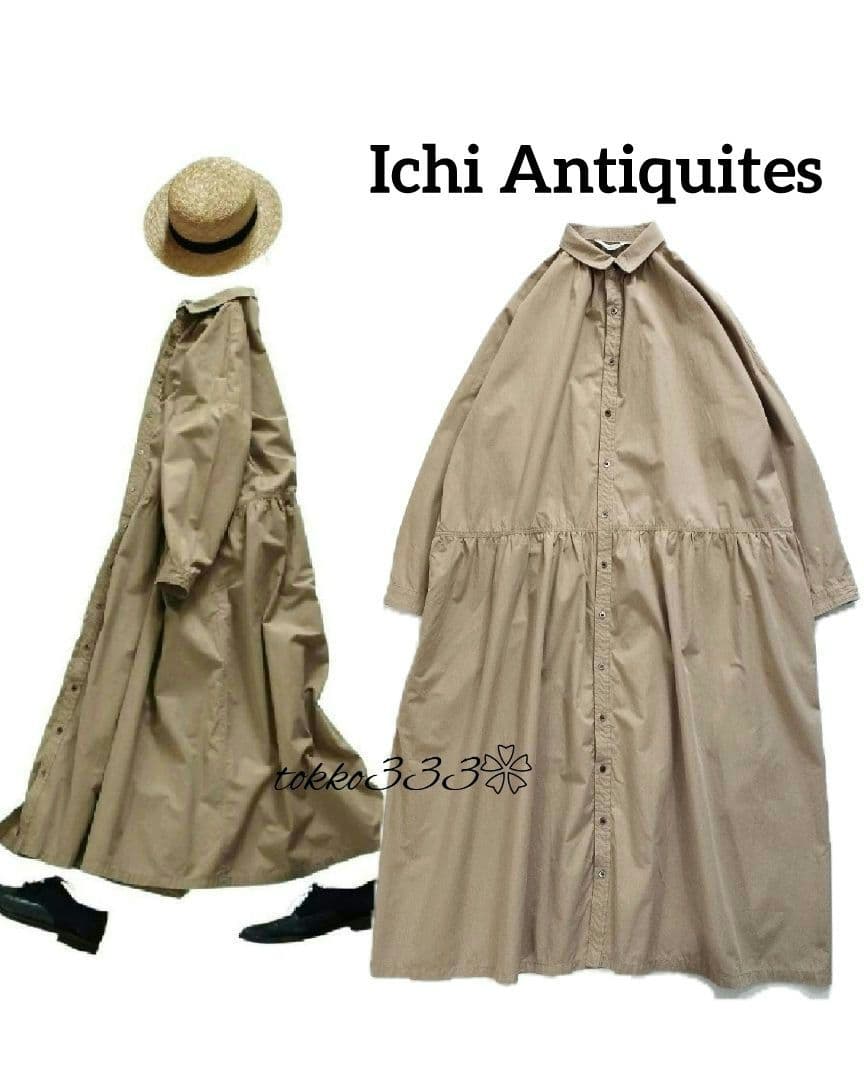 Ichi Antiquites✨️タイプライター ギャザー ワンピース