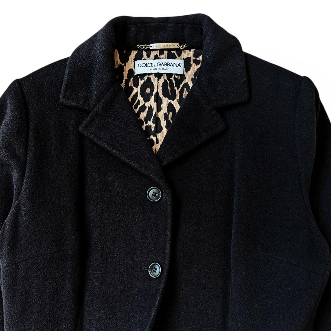 ドルチェアンドガッバーナ アンゴラ100% レオパード ロングコート M