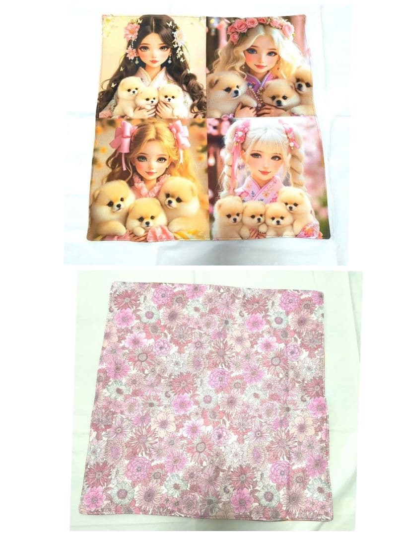 Yourelia様】ハンドメイドオーダー★女の子と犬★巾着&ポーチ&ハンカチ9点