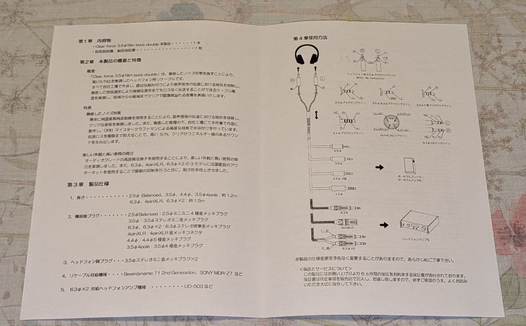 ORB Clear force 3.5 4pin XLRケーブル 1.5メートル