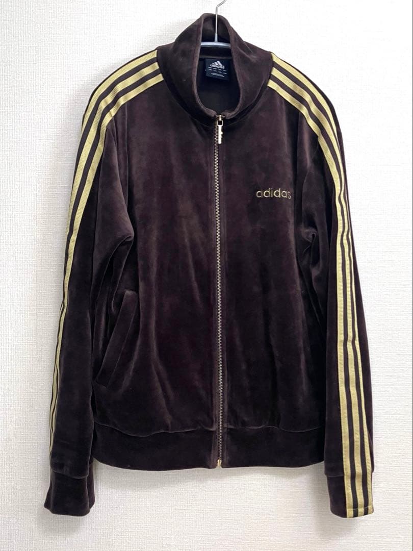し*ぺ様 アディダス ベロア トラックジャケット ブラウン ゴールド ジャージ