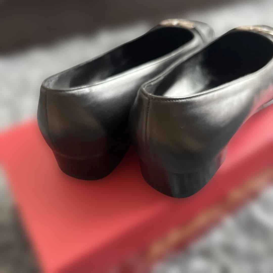 フェラガモ　レザー フラットシューズ 黒　36 1/2