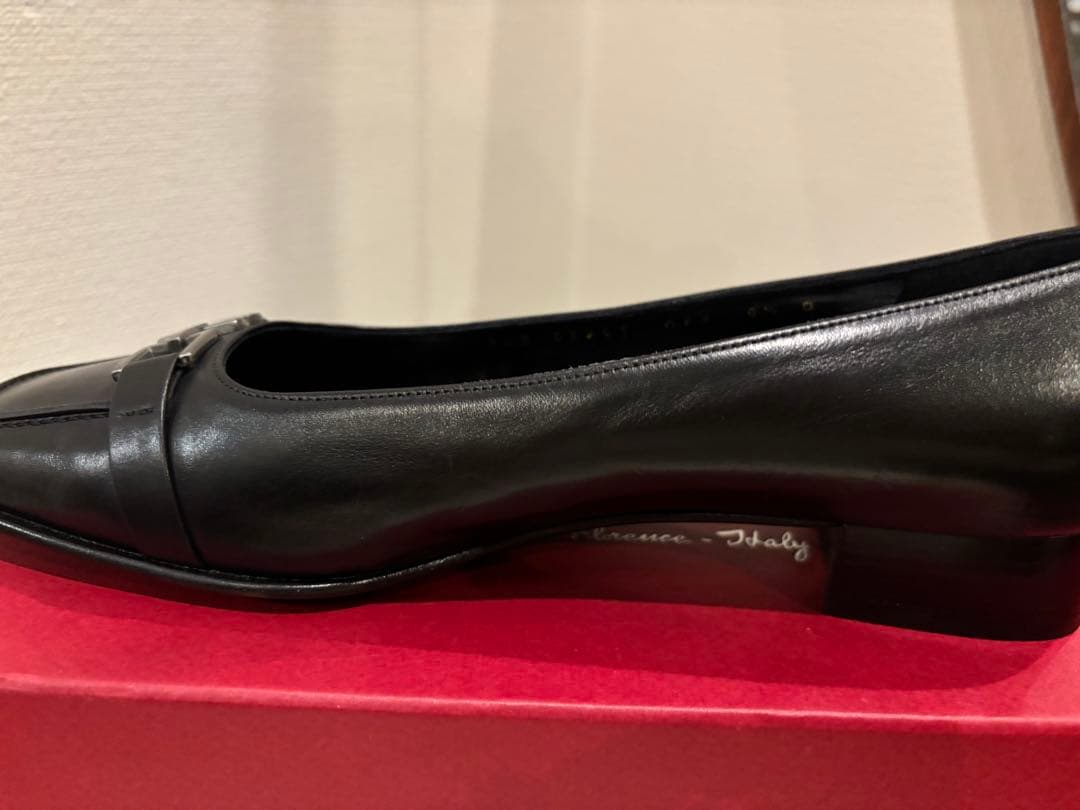 フェラガモ　レザー フラットシューズ 黒　36 1/2