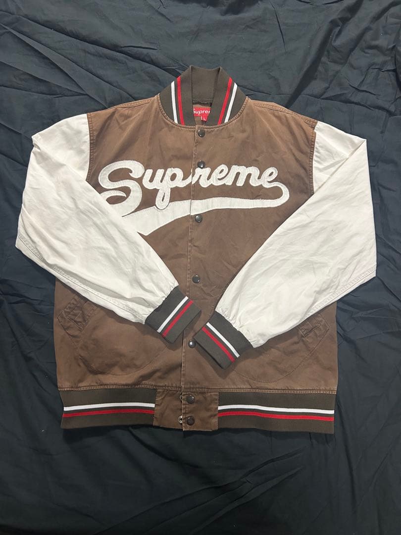 【レア】US 90s Supreme コットンスタジャン 初期 ブラウン　L
