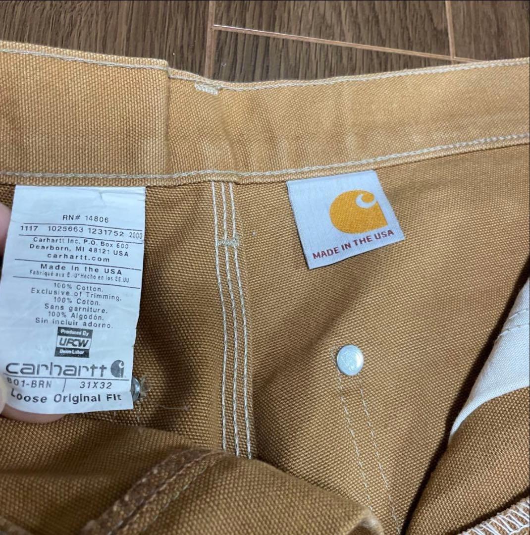 カーハート　ダブルニーパンツ　ブラウン　アメリカ製　31✖️32
