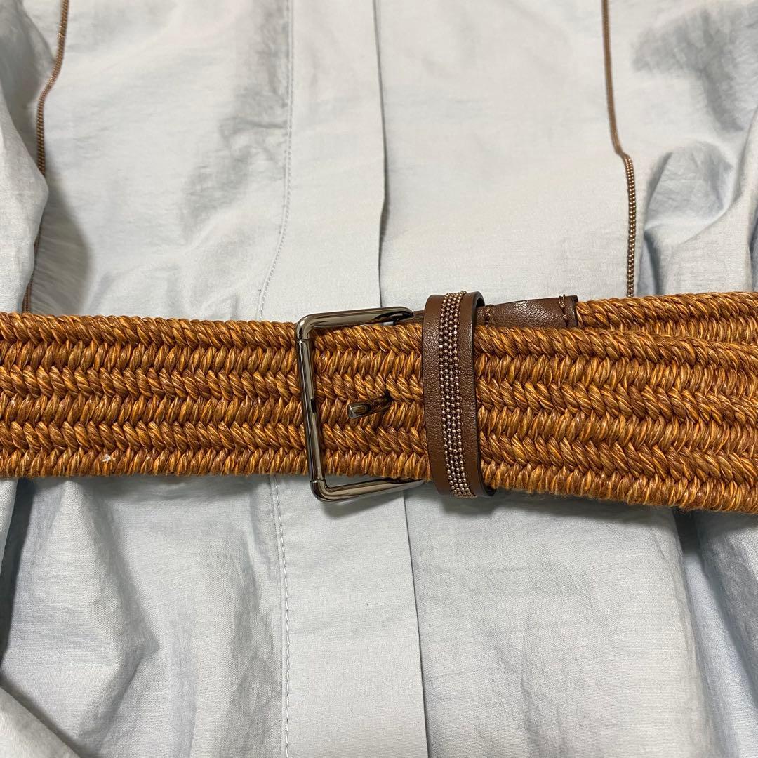 未使用級【BRUNELLO CUCINELLI 】 シャツワンピース ベルト付き