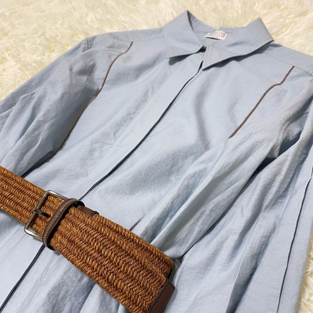 未使用級【BRUNELLO CUCINELLI 】 シャツワンピース ベルト付き