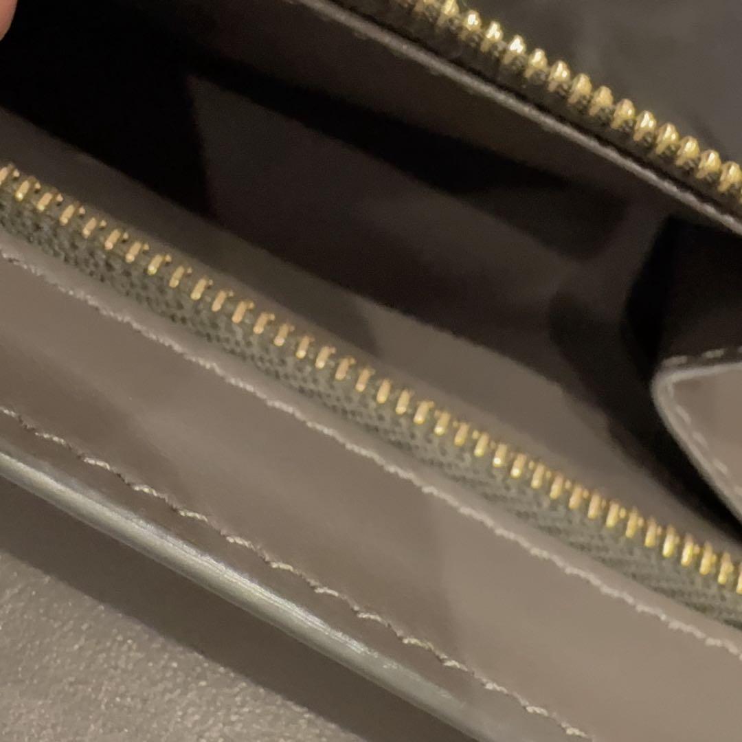 極美品 CELINE 二つ折り財布 グレー レザー