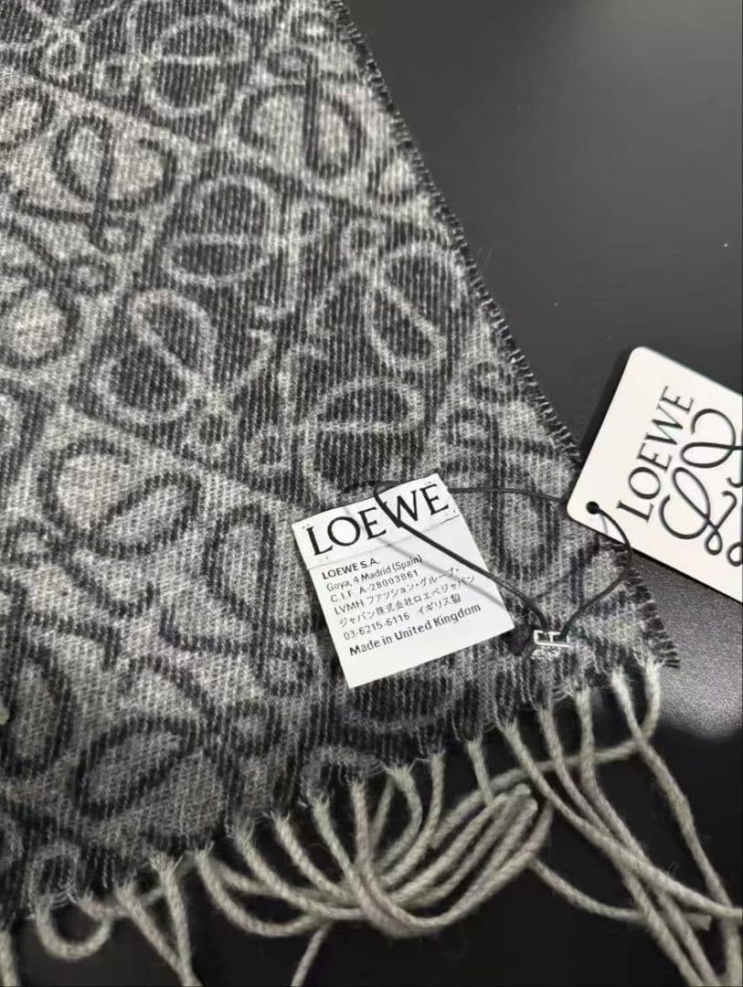 LOEWE アナグラムパターン ストール グレー