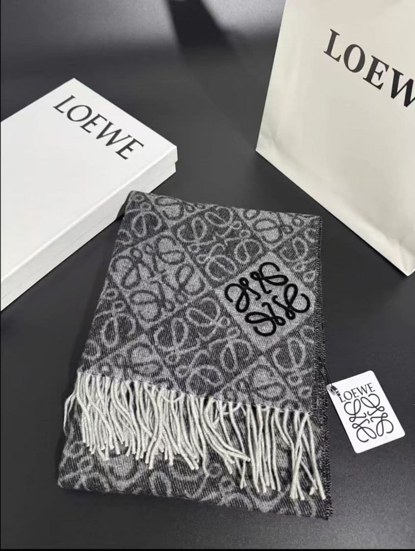 LOEWE アナグラムパターン ストール グレー