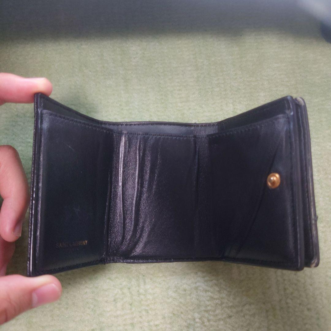 もげ\"sさん専用 イブサンローラン 黒 レザー 三つ折り財布