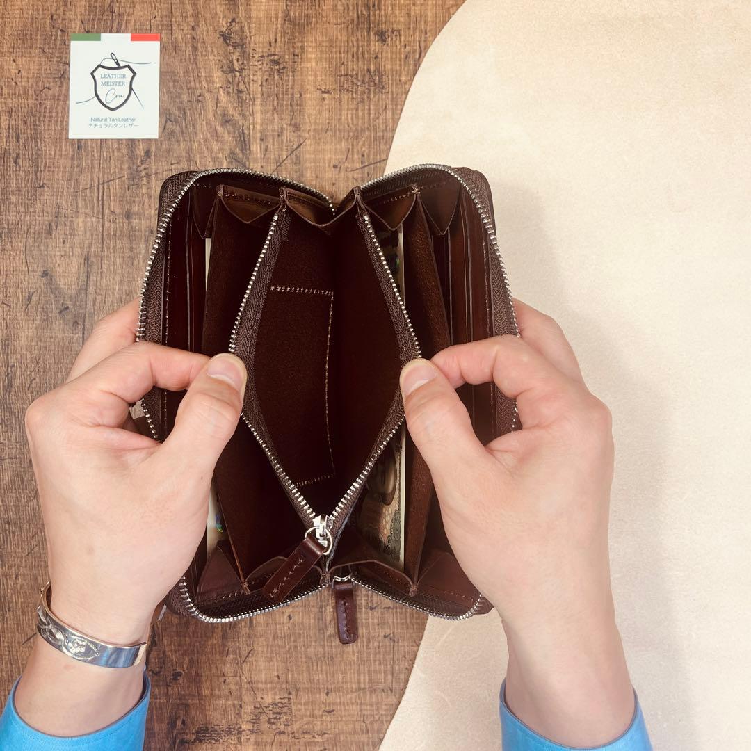 サドルレザー ラウンドファスナー メンズ財布 長財布 本革 ハンドメイド YKK