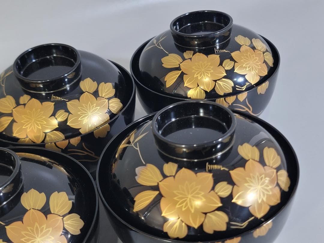 輪島塗 吸物椀 五客 塗師 松雲作 美品 DT251