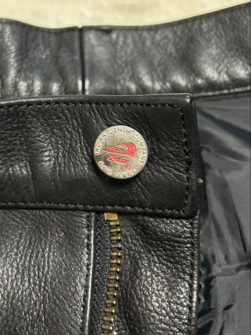 Indian Motorcycle/レザーパンツ/W32/黒/牛革
