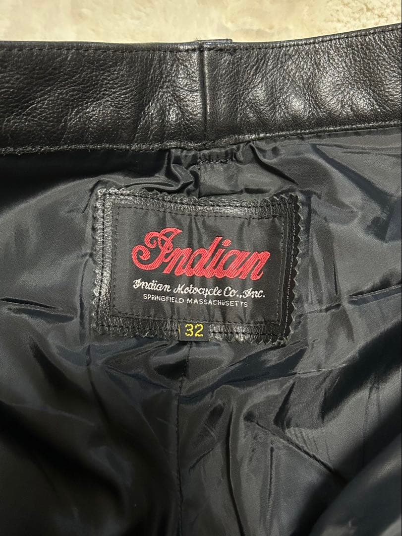 Indian Motorcycle/レザーパンツ/W32/黒/牛革